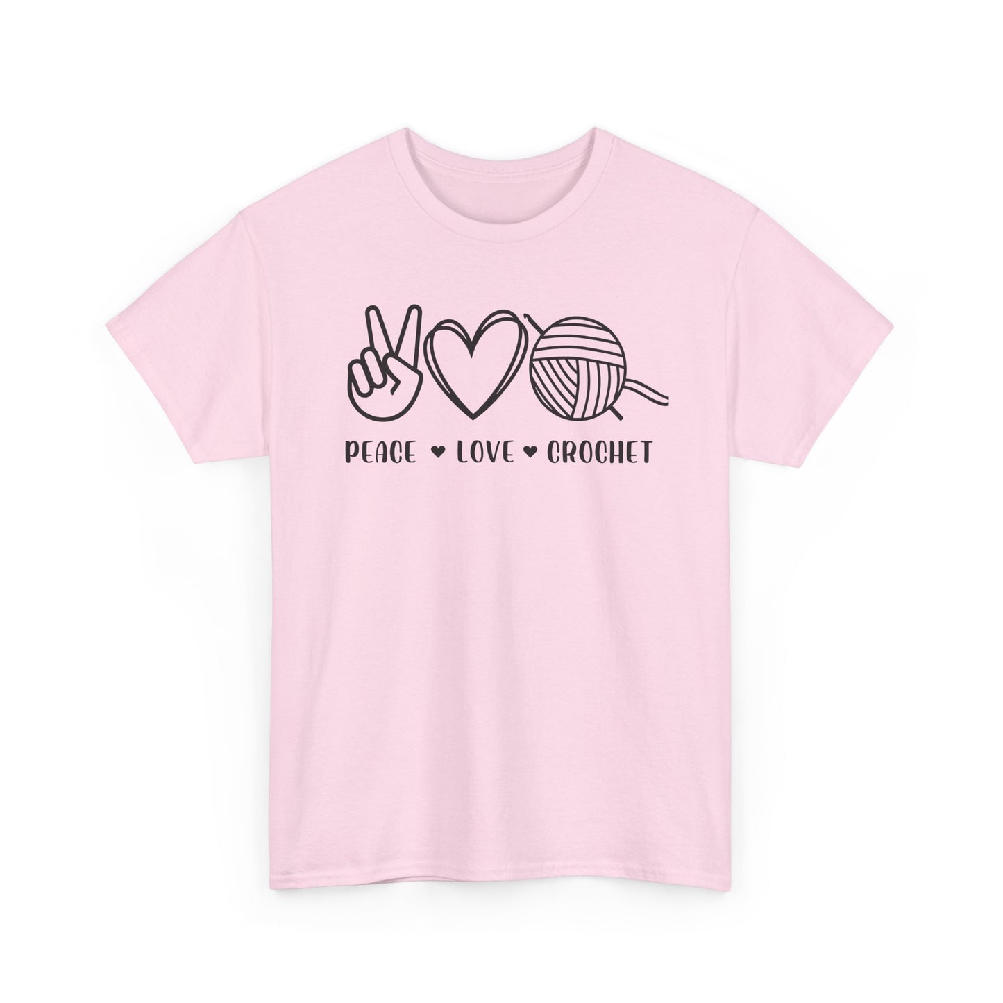 Simple Peace Love Crochet Unisex Heavy Cotton Tee