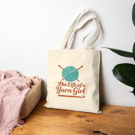 Yarn Girl Tote Bag, Project Bag, Tote Bag, Gift for Knitter, Gift for Crocheter, Gift for Yarn Lover