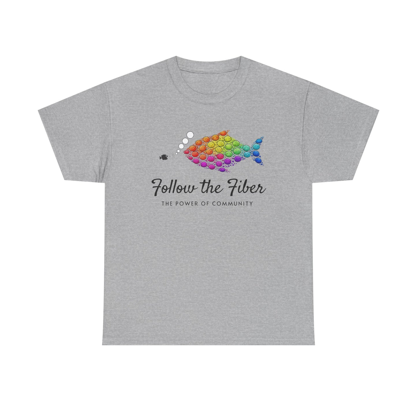 Follow the Fiber Rainbow Fish T-Shirt — Knitting & Crochet Community Tee