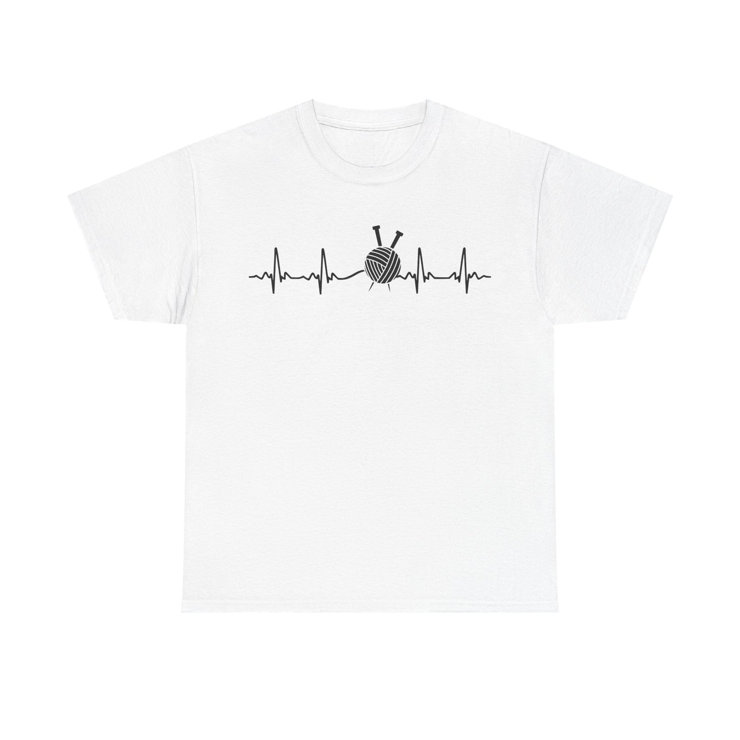 Knitting EKG Unisex Heavy Cotton Tee
