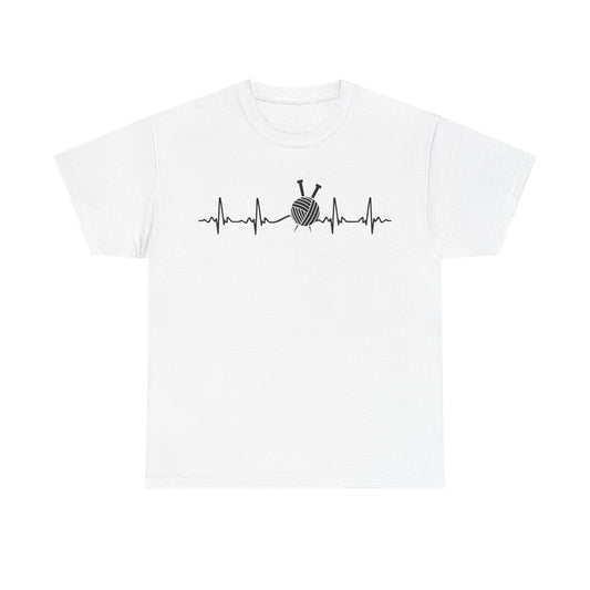 Knitting EKG Unisex Heavy Cotton Tee