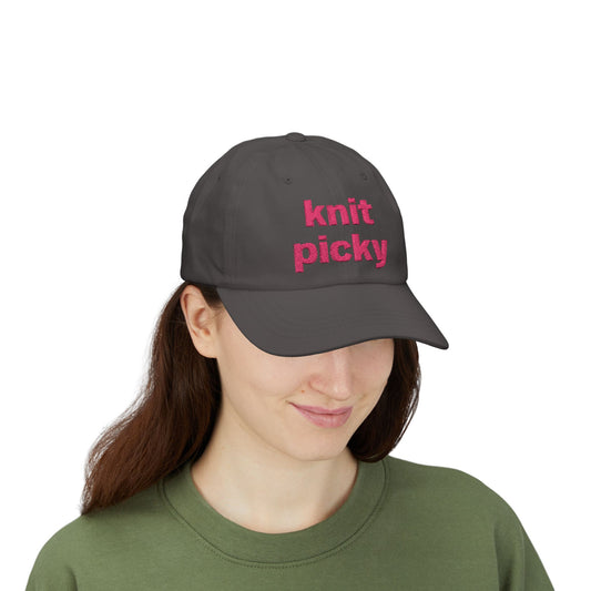 Dad Cap — "knit picky" Embroidered Knitting Lover Hat