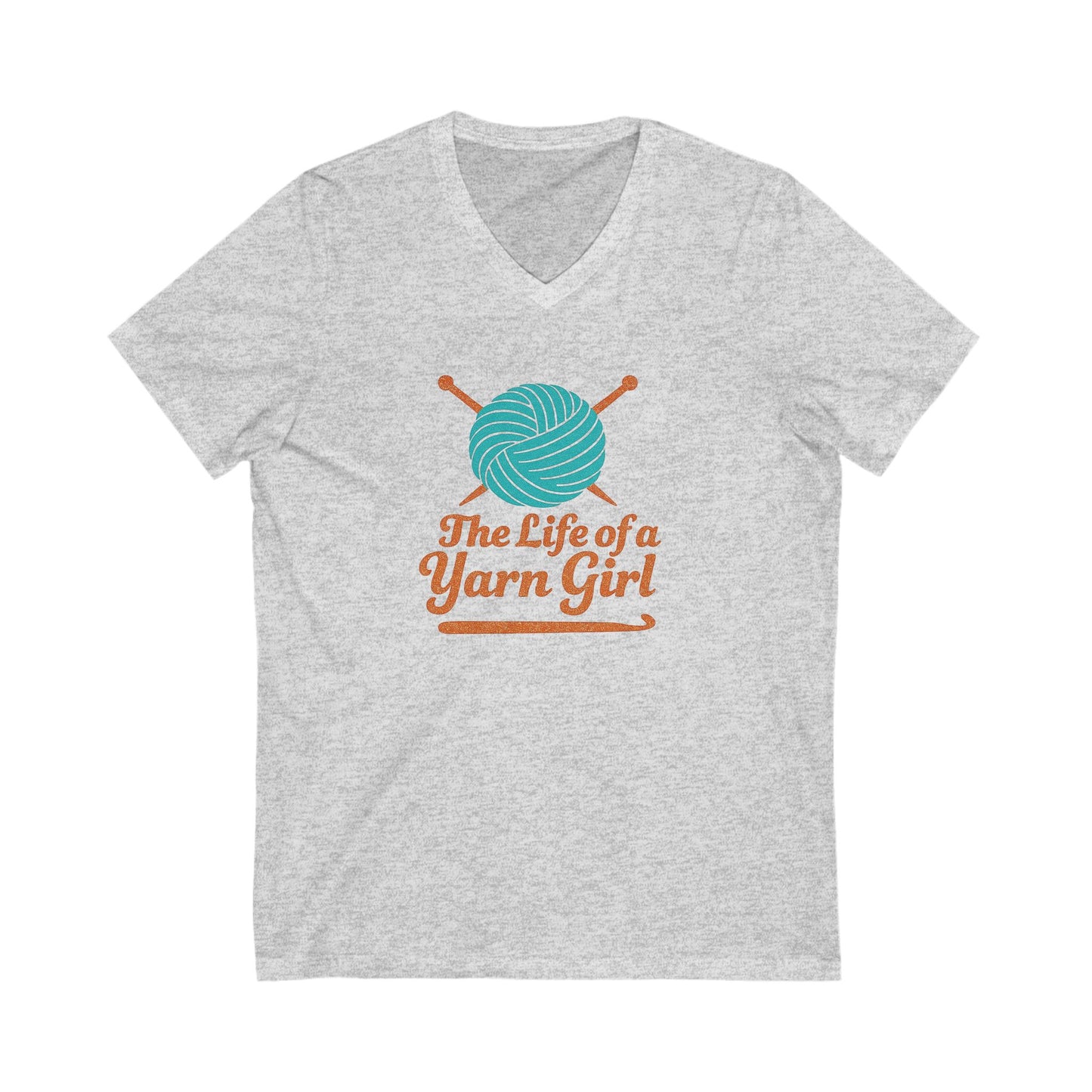 Yarn Girl Tee, Knitter Crocheter Gift, Unisex V-Neck TShirt, Yarn Lover Shirt, Playful Knitting Top