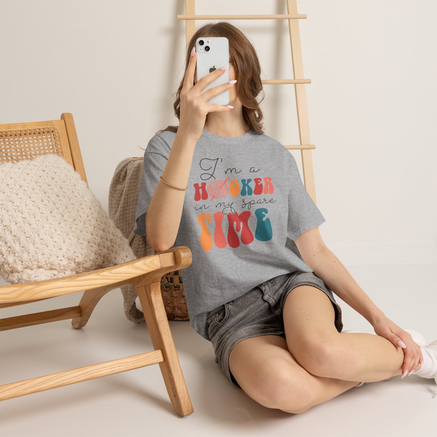 Crochet Lover Tee — "I'm a Hooker in My Spare Time" Graphic T-Shirt