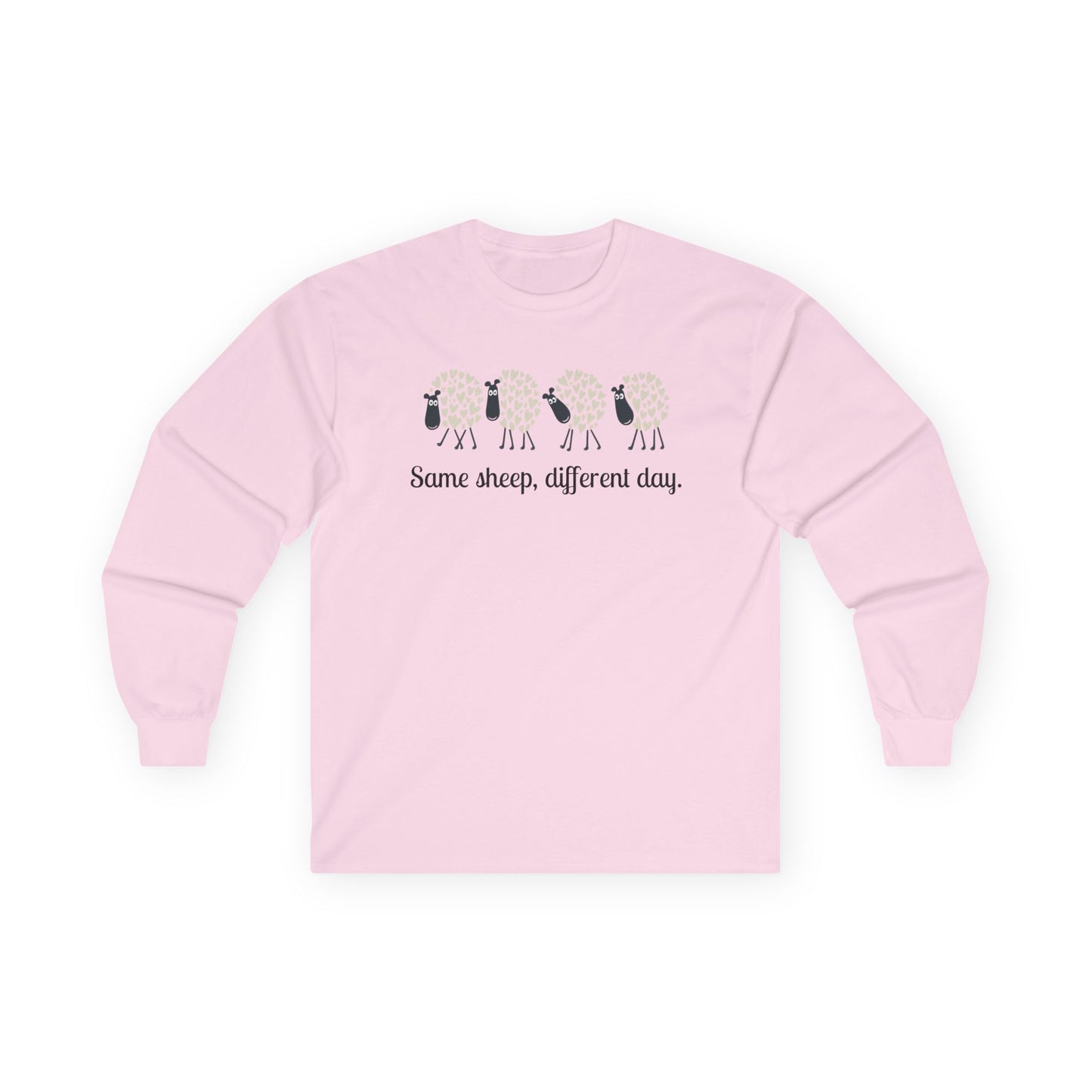 Yarn Lover Long Sleeve Tee, Funny Knitting Shirt, Unisex Cotton Pullover, Knitter Gift, Cozy Top for Crafters, Same Sheep Different Day