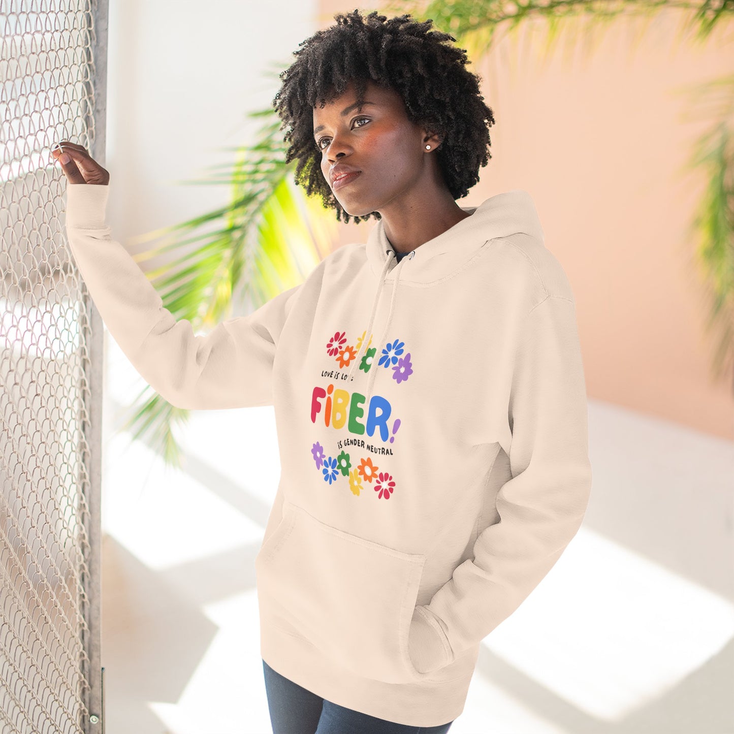 Fiber Lover Hoodie — "Life Is Better with Fiber" Colorful Floral Knitwear