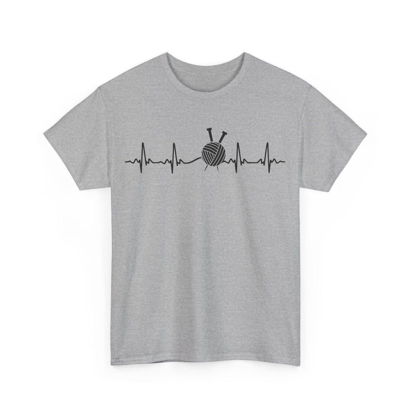 Knitting EKG Unisex Heavy Cotton Tee