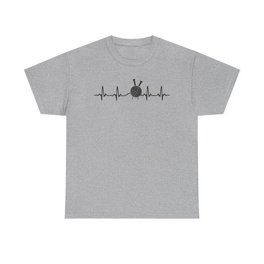 Knitting EKG Unisex Heavy Cotton Tee