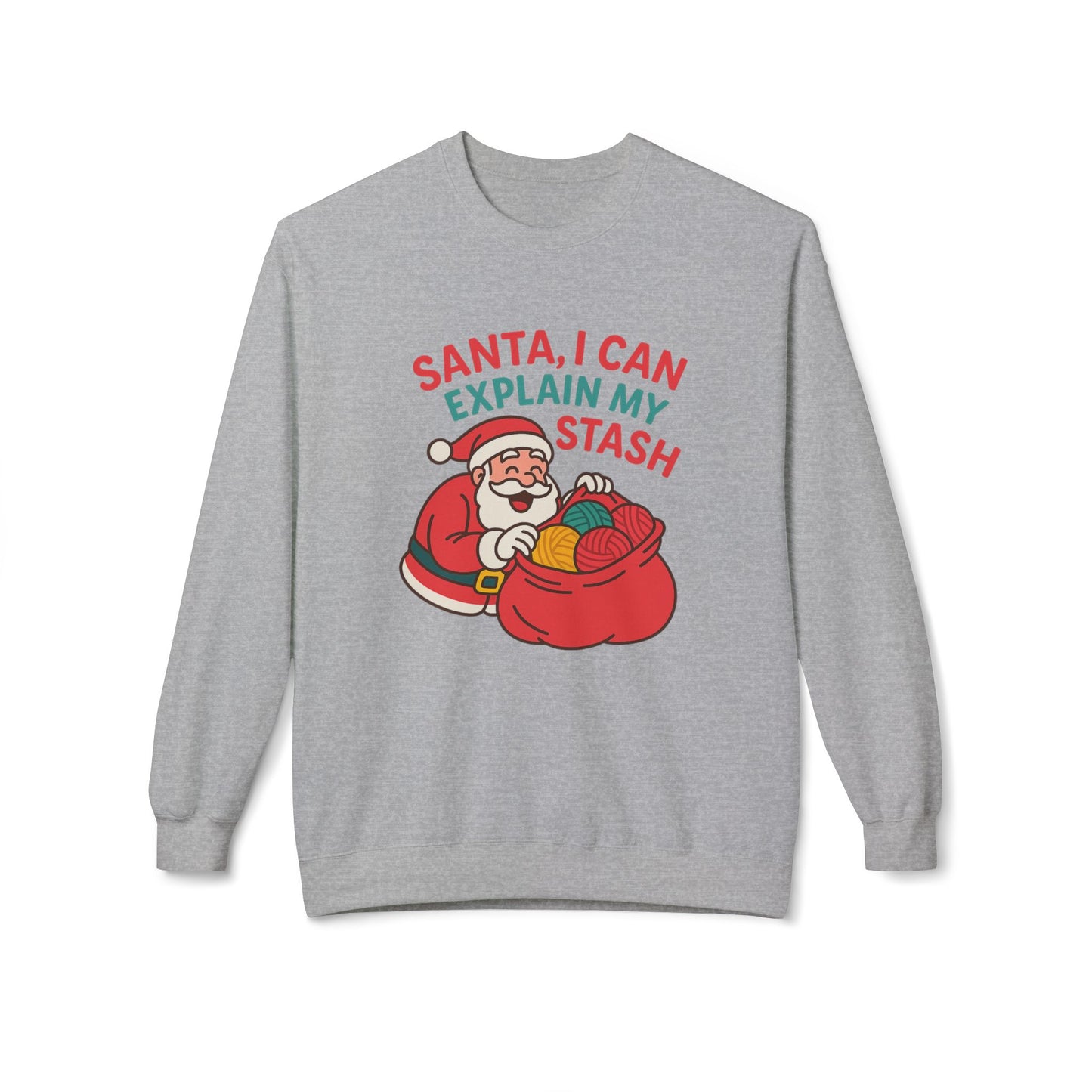 Santa Stash Humor Sweatshirt, Unisex Christmas Crewneck, Funny Holiday Gift, Cozy Fleece Apparel, Perfect for Winter Celebrations