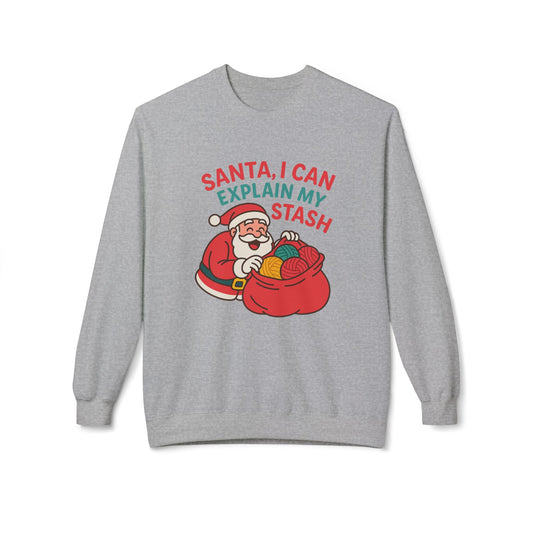 Santa Stash Humor Sweatshirt, Unisex Christmas Crewneck, Funny Holiday Gift, Cozy Fleece Apparel, Perfect for Winter Celebrations