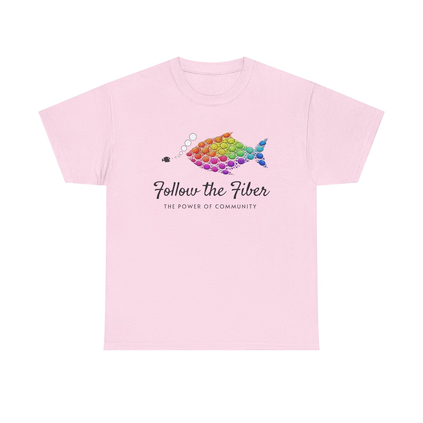 Follow the Fiber Rainbow Fish T-Shirt — Knitting & Crochet Community Tee