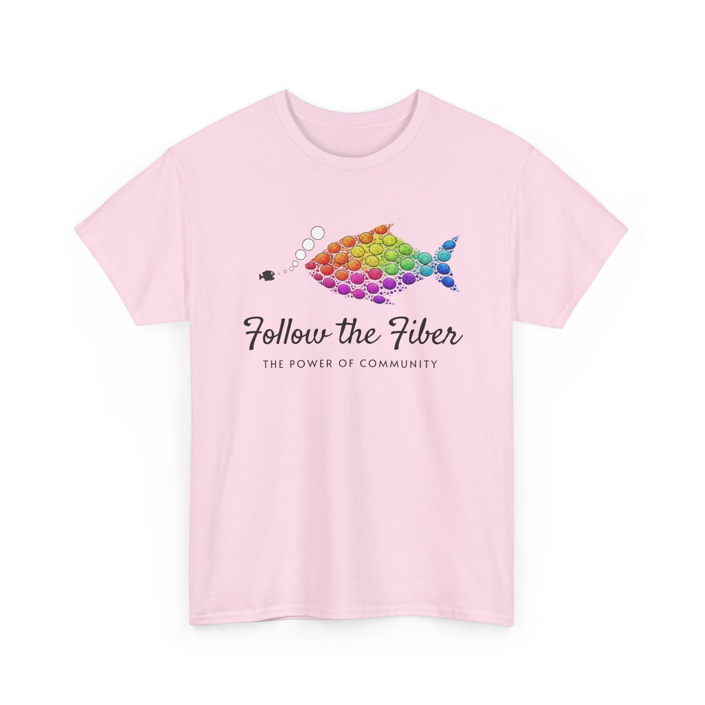 Follow the Fiber Rainbow Fish T-Shirt — Knitting & Crochet Community Tee
