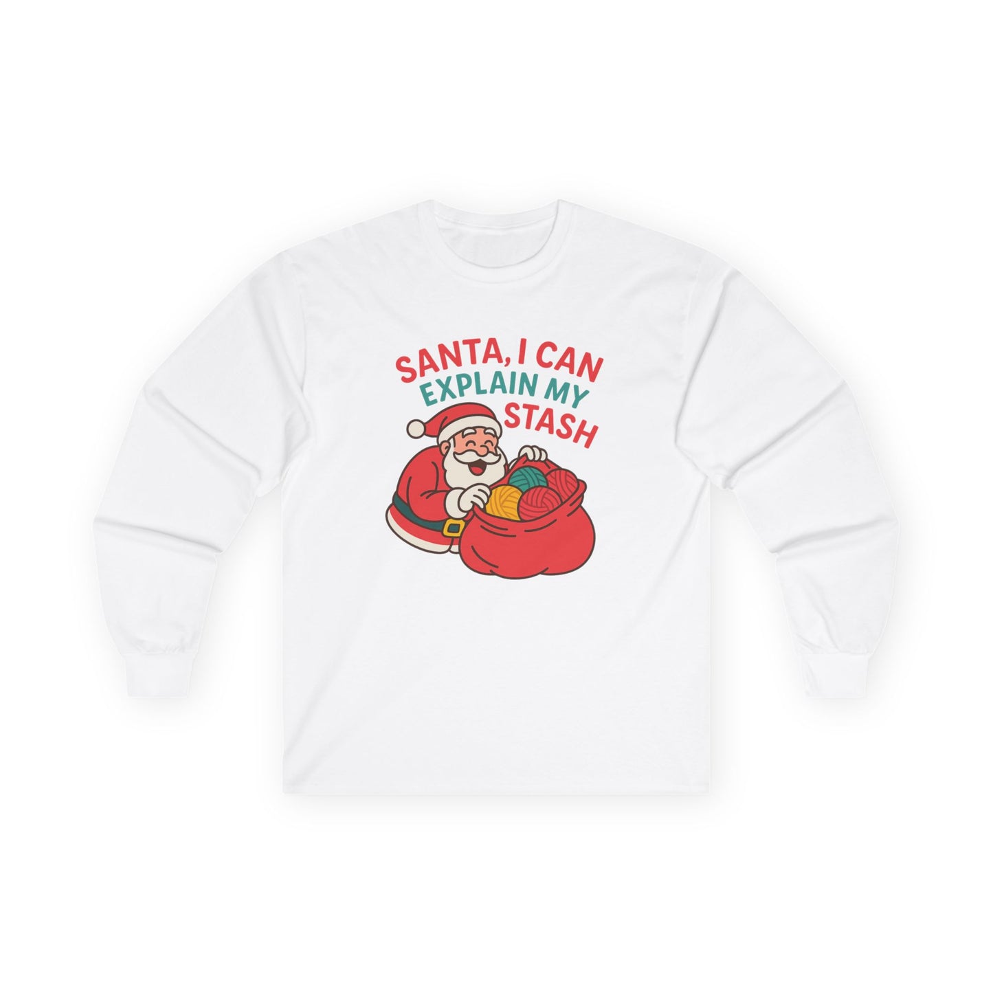Santa I Can Explain Long Sleeve Tee, Gift for Yarn Lovers, Gift for Knitters, Cotton Tshirt
