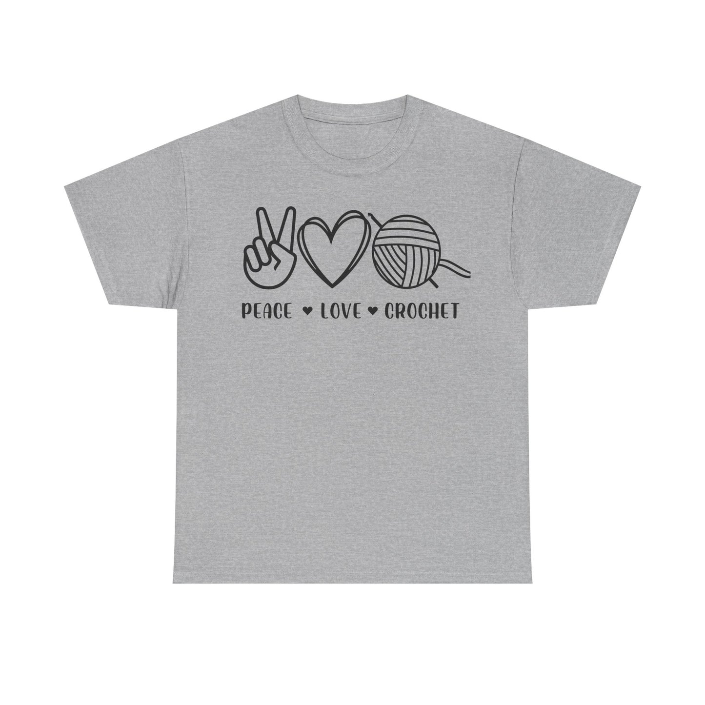 Simple Peace Love Crochet Unisex Heavy Cotton Tee