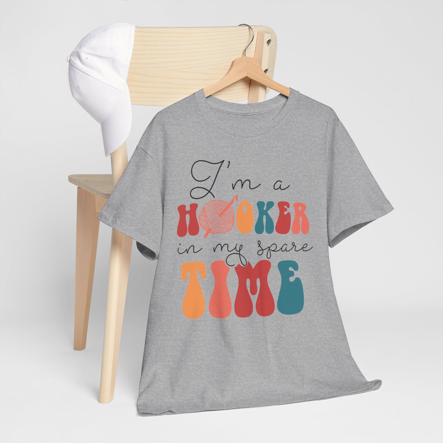 Crochet Lover Tee — "I'm a Hooker in My Spare Time" Graphic T-Shirt