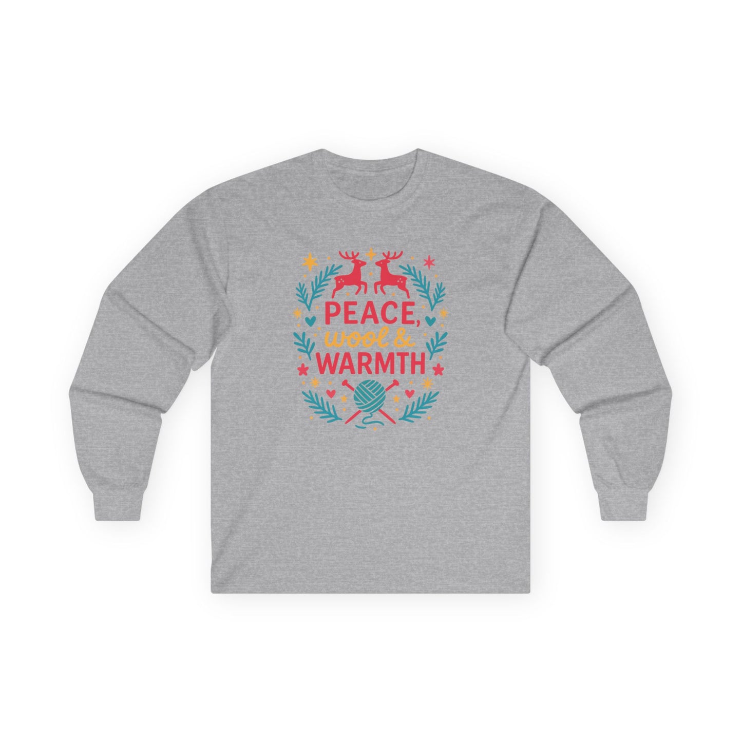 Cozy Unisex Crewneck Tshirt - 'Peace & Warmth' Design, Casual Wear, Gifts for Her, Gifts for Him, Winter Essentials, Cozy Fashion