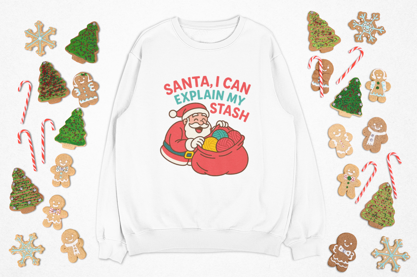 Santa I Can Explain Long Sleeve Tee, Gift for Yarn Lovers, Gift for Knitters, Cotton Tshirt
