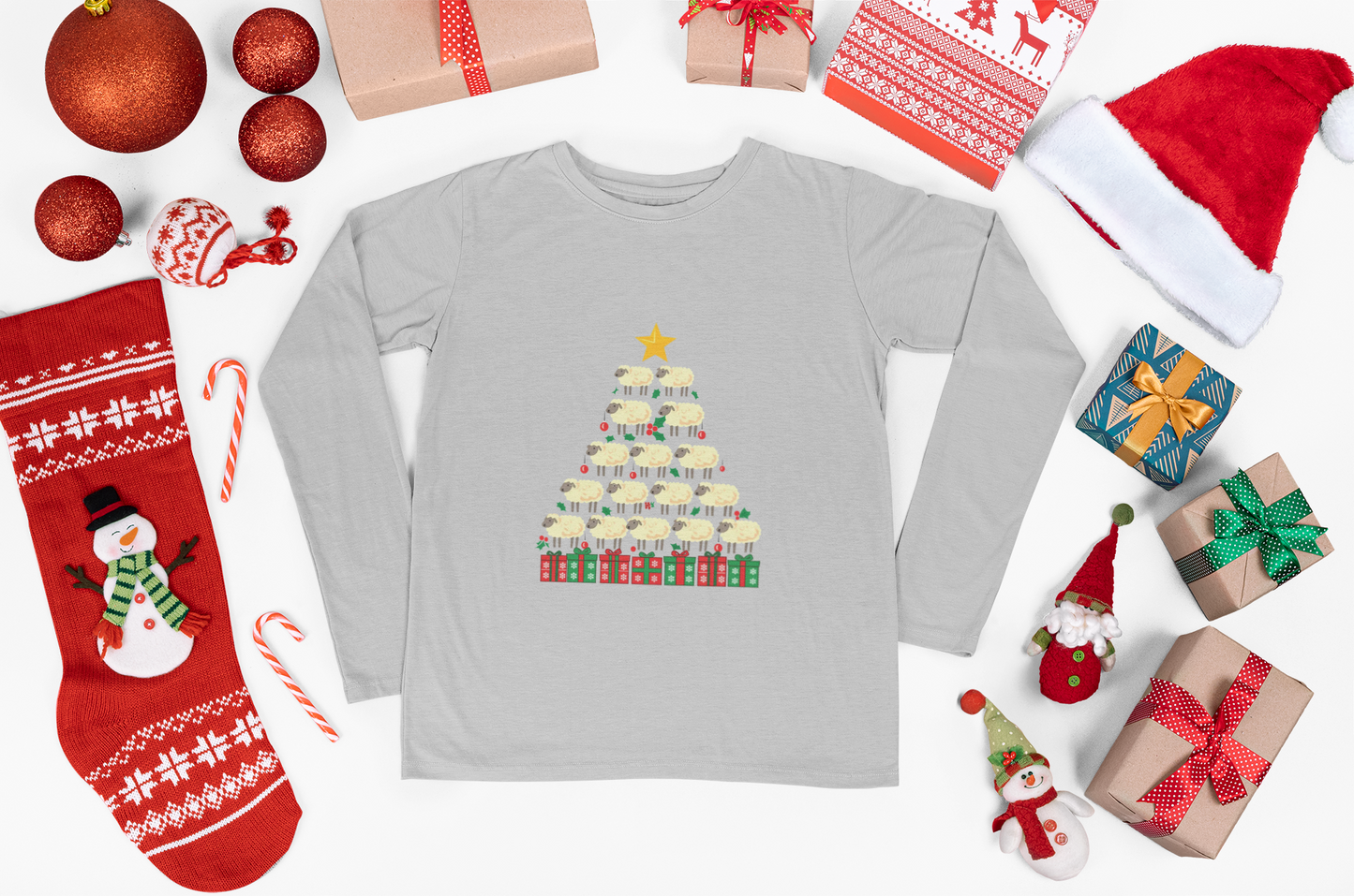 Sheepmas Long Sleeve Tee - Perfect Gift for Knitters and Christmas Present, Gifts for Her, Gifts for Him, Winter Essentials, Cozy Winter Apparel