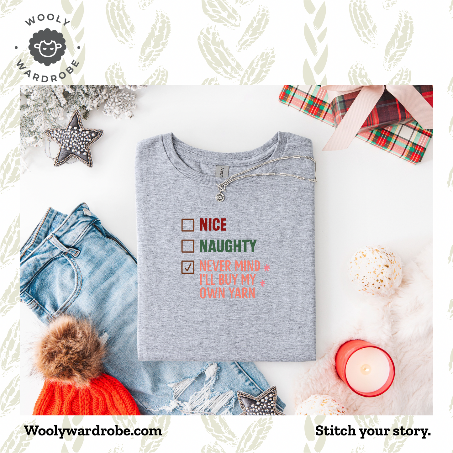 Holiday Spirit Long-sleeve Tee | Nice or Naughty Cotton Top | Cozy Christmas Gift | Unisex shirt | Festive Winter Apparel