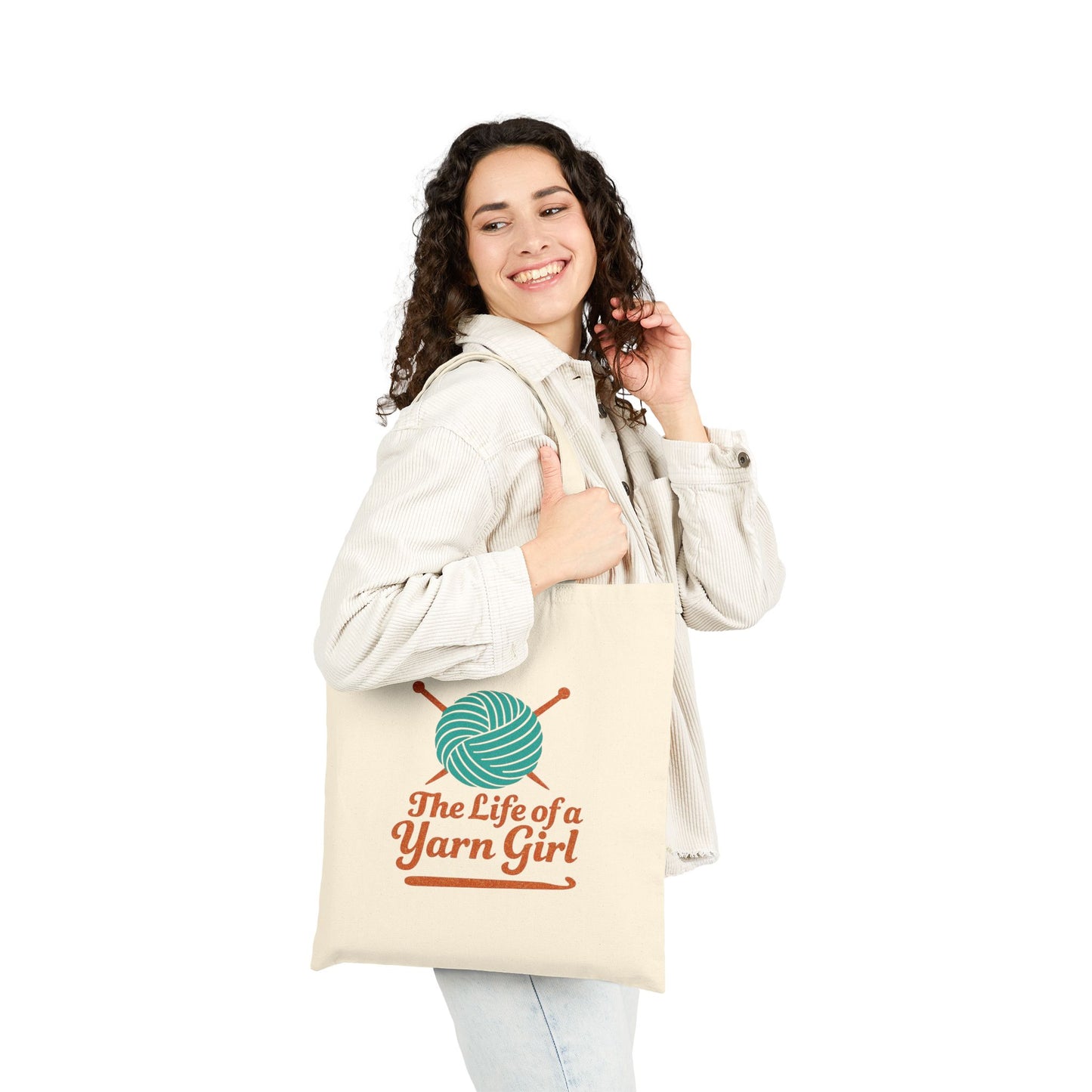 Yarn Girl Tote Bag, Project Bag, Tote Bag, Gift for Knitter, Gift for Crocheter, Gift for Yarn Lover