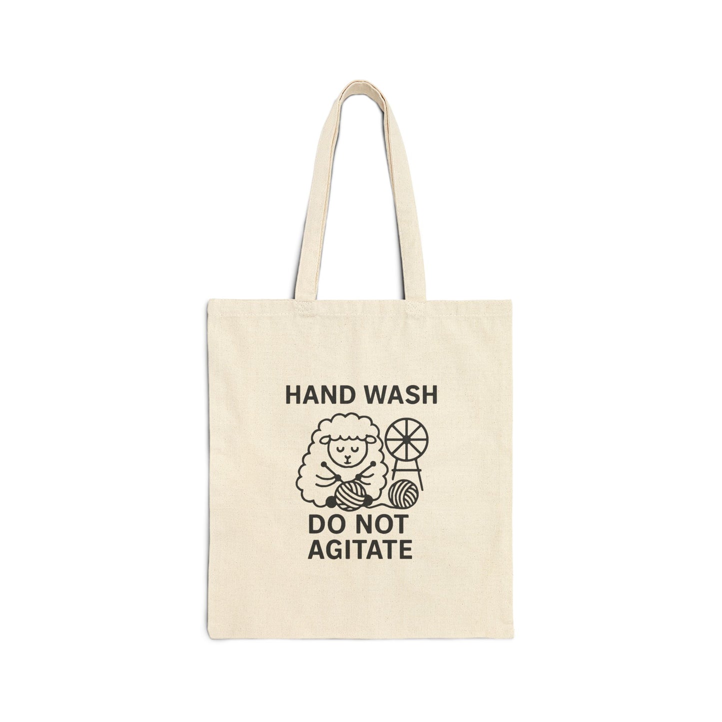 Cotton Canvas Tote Bag Hand Wash Do Not Agitate - Gift for Knitters