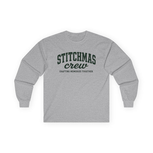 Stitchmas Crafting Memories Unisex Cotton Shirt, Cozy Crew for Stitchmas, Holiday Gift, Family Gatherings, Casual Layer