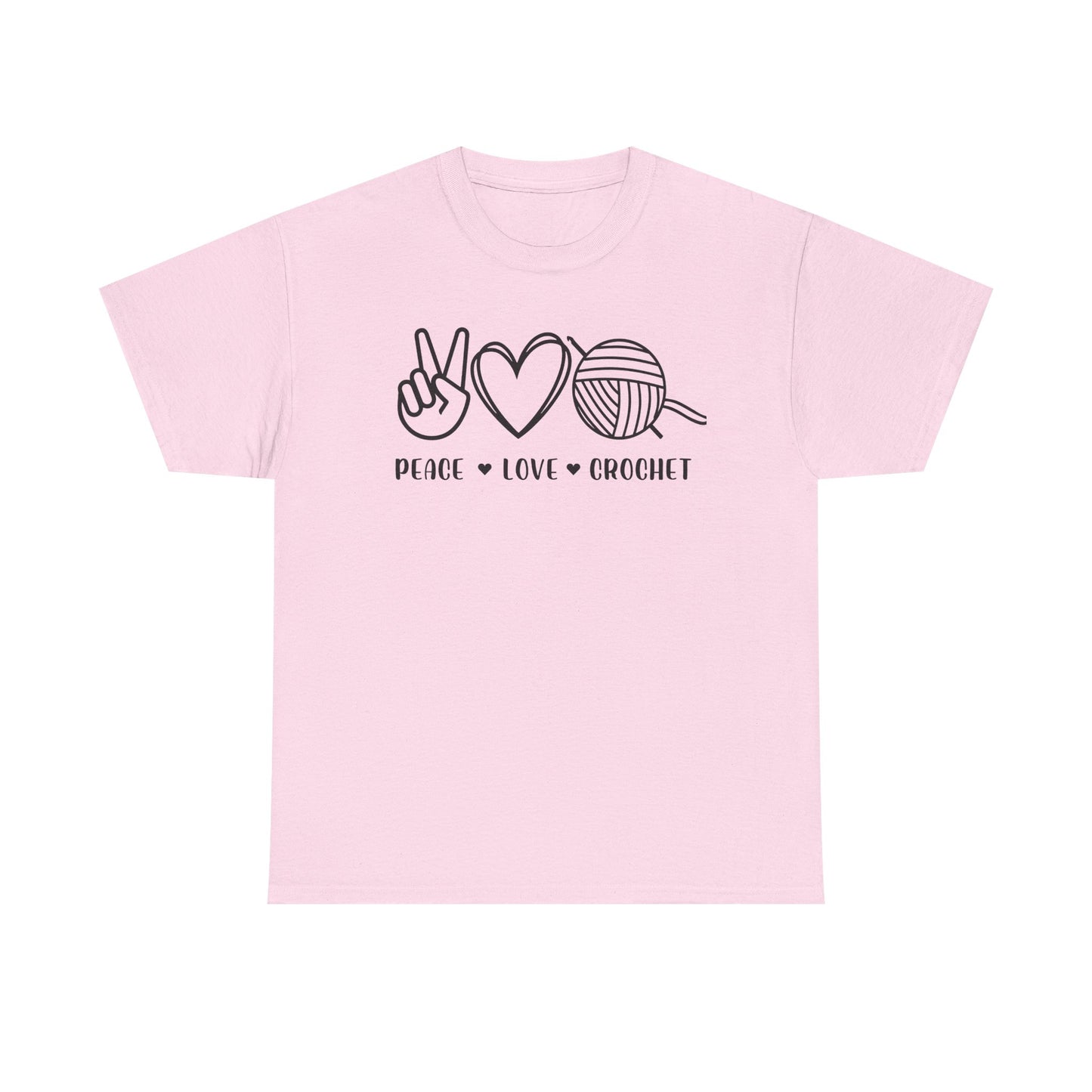 Simple Peace Love Crochet Unisex Heavy Cotton Tee