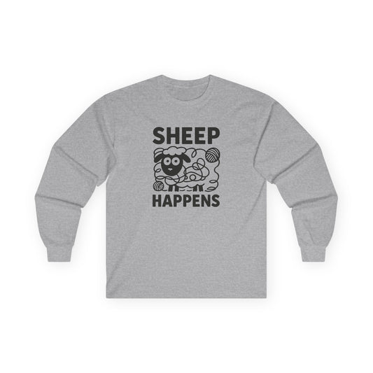 Sheep Happens Long Sleeve Tee — Funny Knitting Shirt