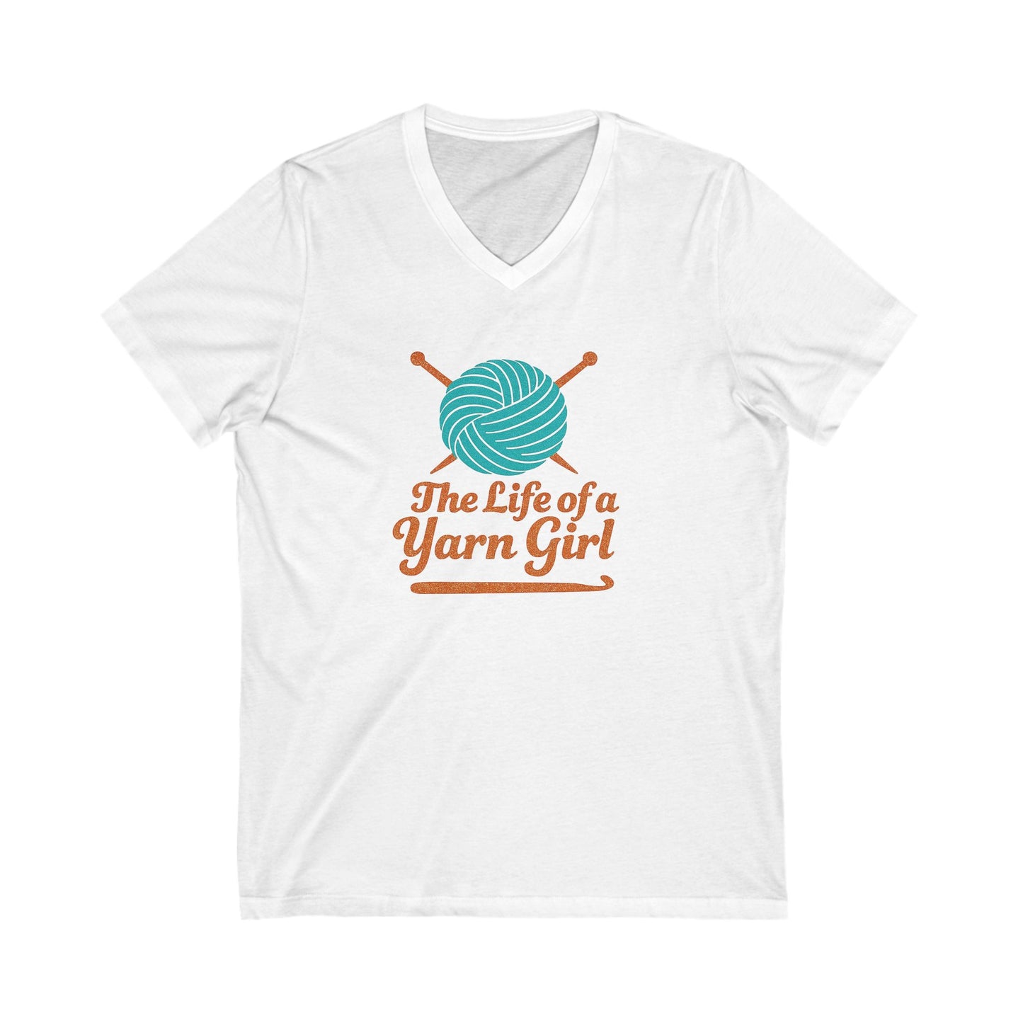 Yarn Girl Tee, Knitter Crocheter Gift, Unisex V-Neck TShirt, Yarn Lover Shirt, Playful Knitting Top