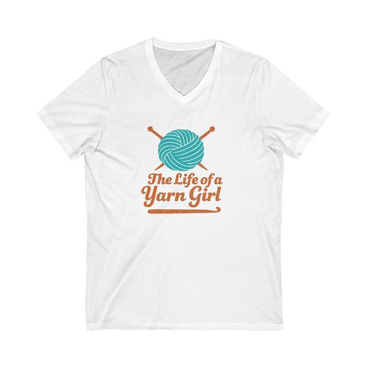 Yarn Girl Tee, Knitter Crocheter Gift, Unisex V-Neck TShirt, Yarn Lover Shirt, Playful Knitting Top