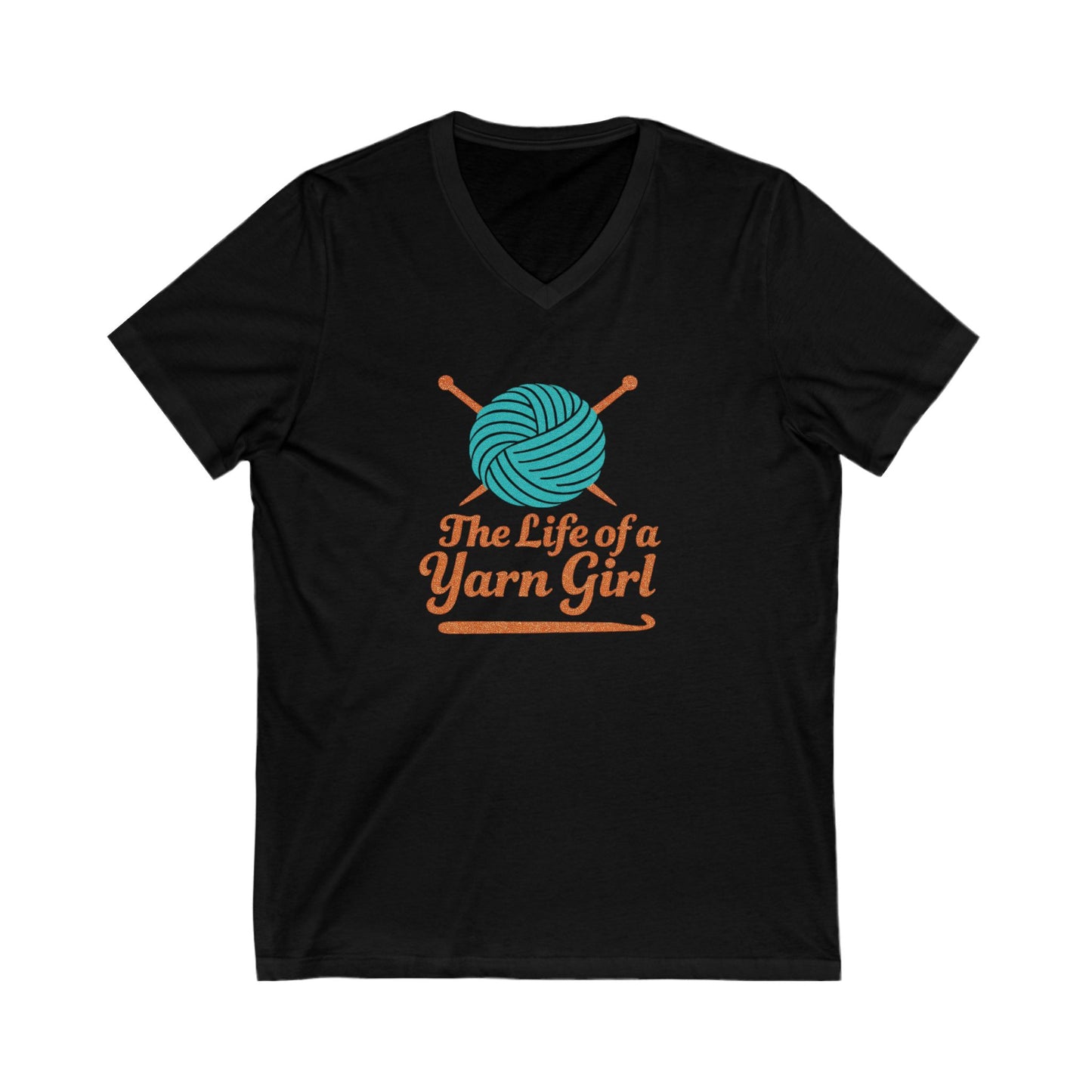 Yarn Girl Tee, Knitter Crocheter Gift, Unisex V-Neck TShirt, Yarn Lover Shirt, Playful Knitting Top