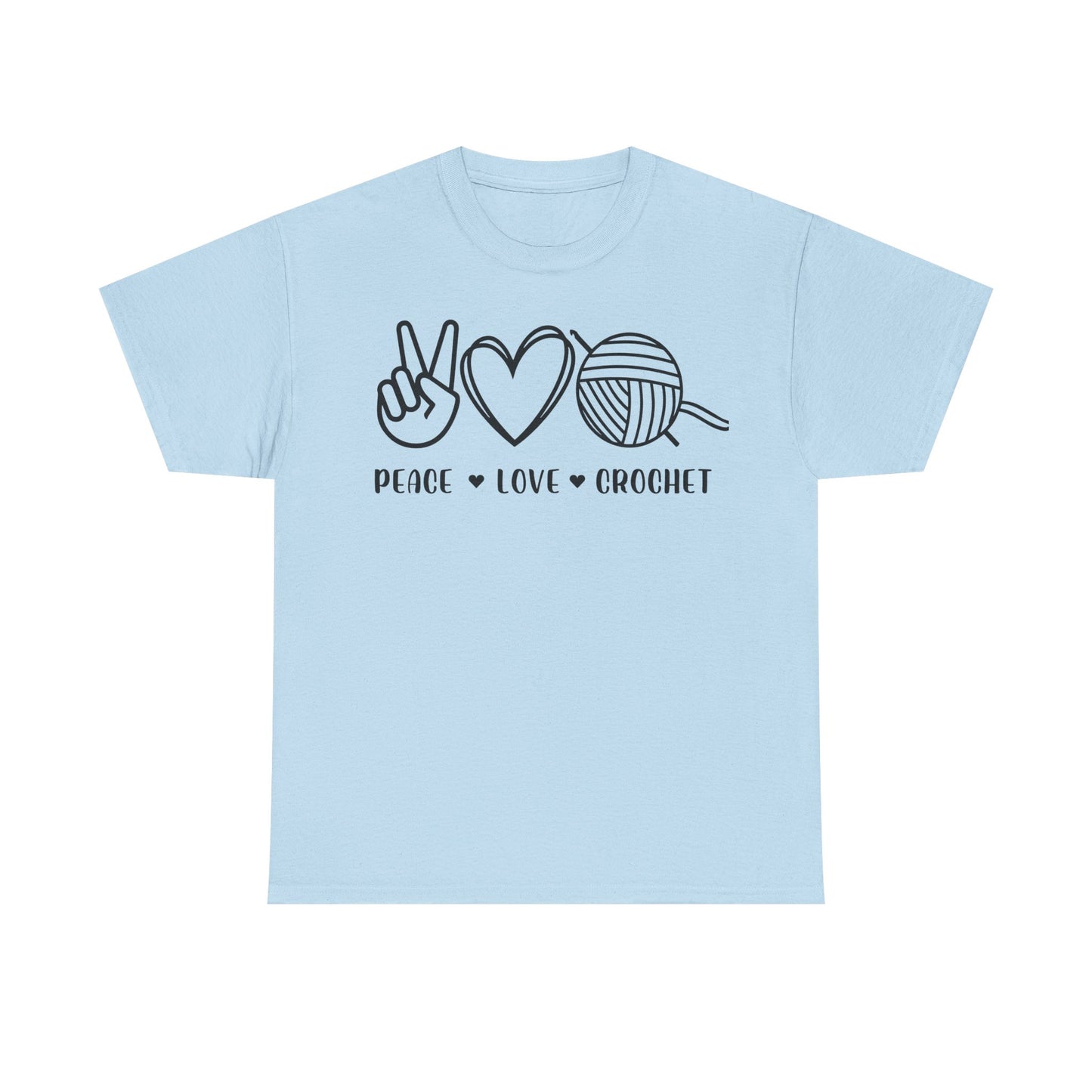 Simple Peace Love Crochet Unisex Heavy Cotton Tee