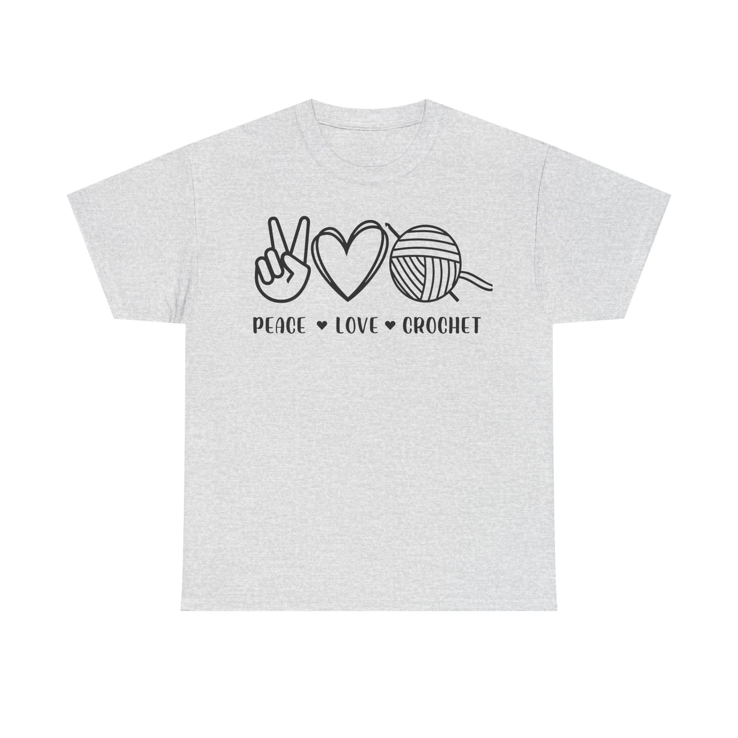 Simple Peace Love Crochet Unisex Heavy Cotton Tee