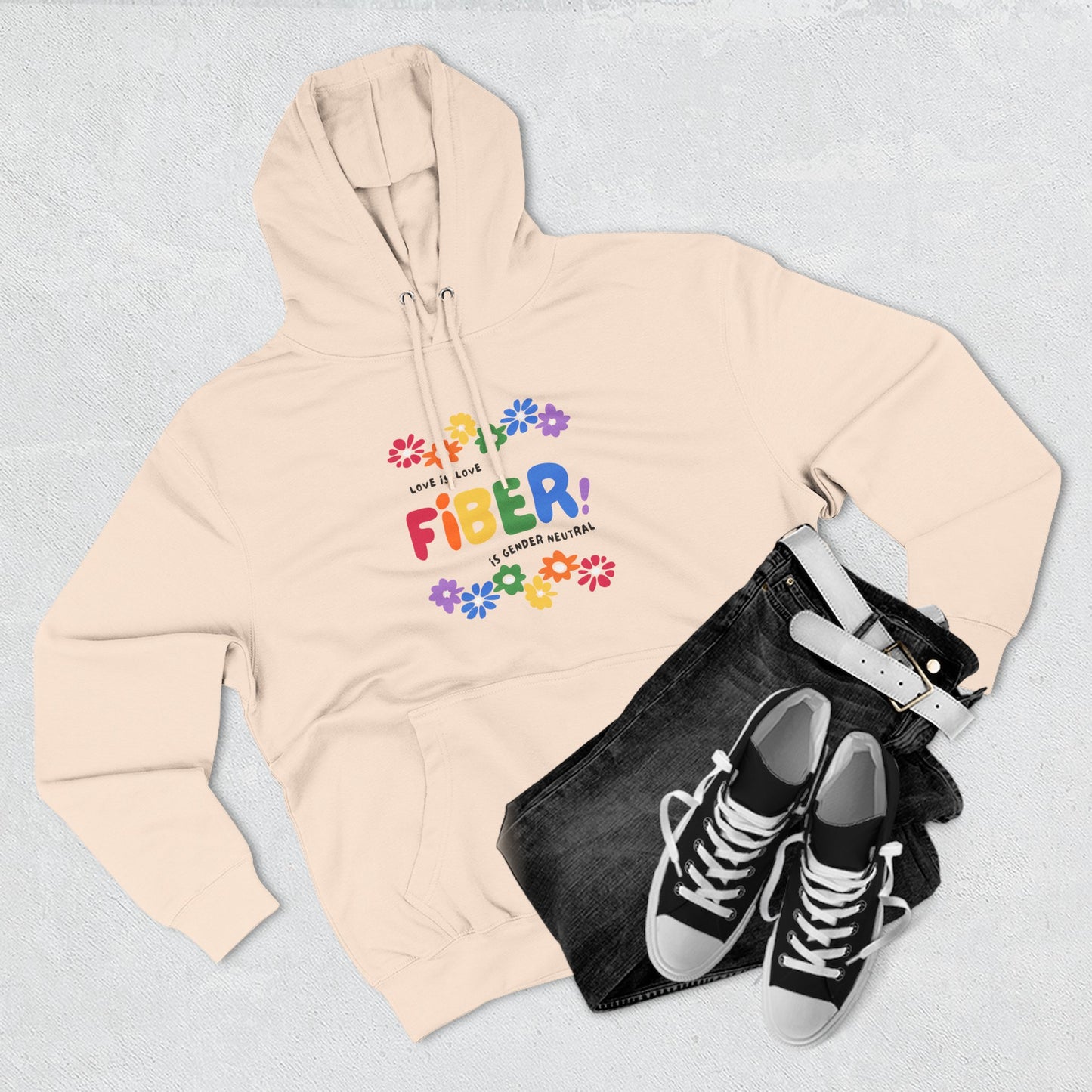 Fiber Lover Hoodie — "Life Is Better with Fiber" Colorful Floral Knitwear