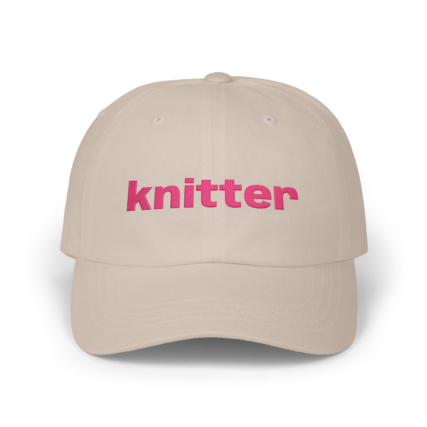 Knitter Embroidered Dad Cap – Pink Text Casual Baseball Hat for Knitting Lovers