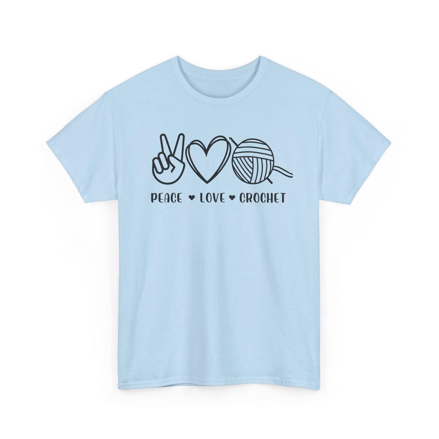 Simple Peace Love Crochet Unisex Heavy Cotton Tee