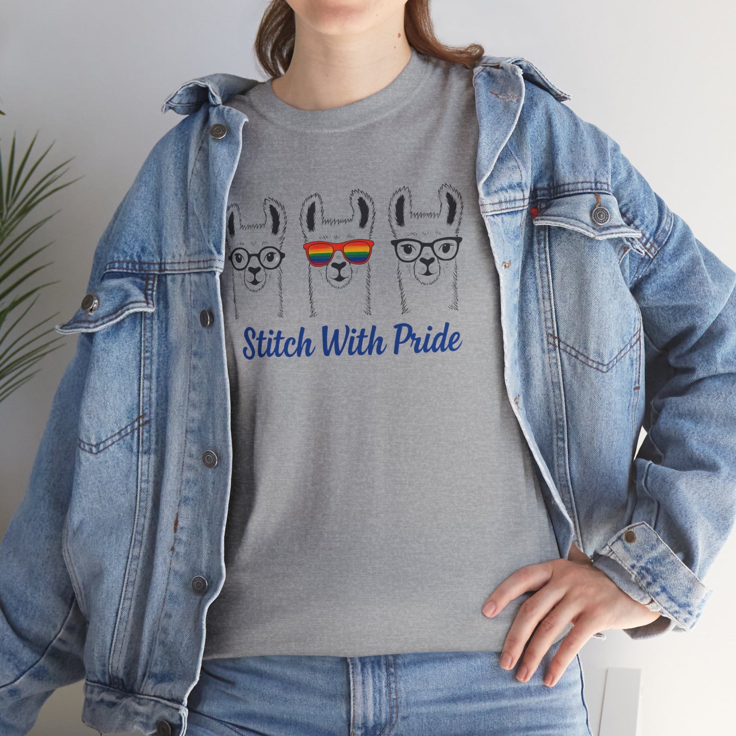 Stitch with Pride Unisex Tee, Fiber Artist Knitting Crocheting Yarn Lovers Shirt, LGBT Pride Apparel