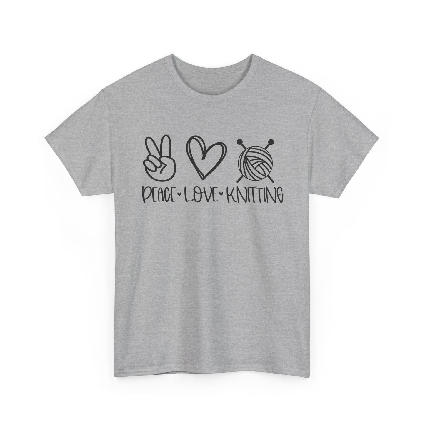 Simple Peace Love Knitting Unisex Heavy Cotton Tee
