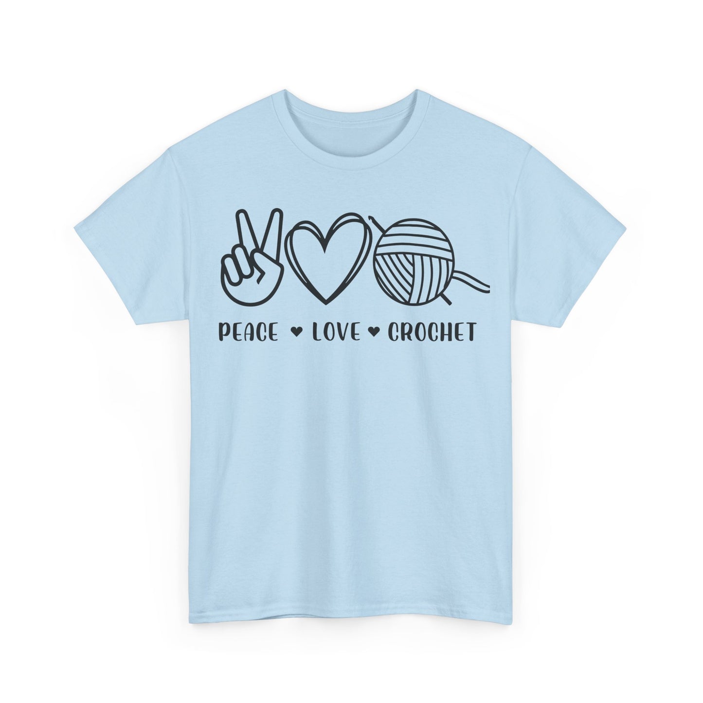 Simple Peace Love Crochet Unisex Heavy Cotton Tee