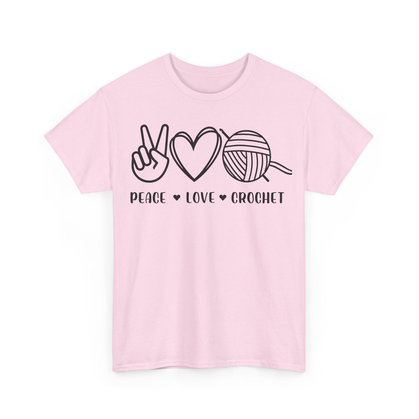 Simple Peace Love Crochet Unisex Heavy Cotton Tee