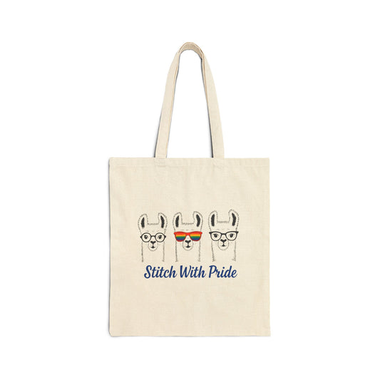 Stitch with Pride Cotton Canvas Tote Bag, Eco-Friendly Shopping Bag, Gift for Crafters, Reusable Tote, Pride Merchandise