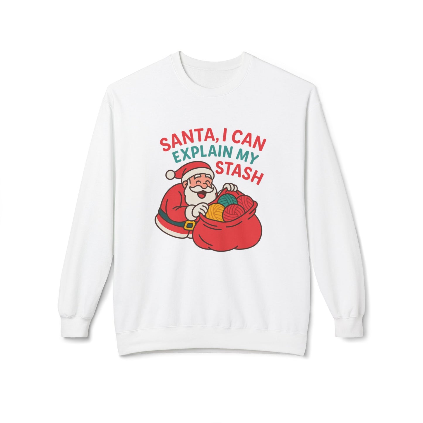 Santa Stash Humor Sweatshirt, Unisex Christmas Crewneck, Funny Holiday Gift, Cozy Fleece Apparel, Perfect for Winter Celebrations
