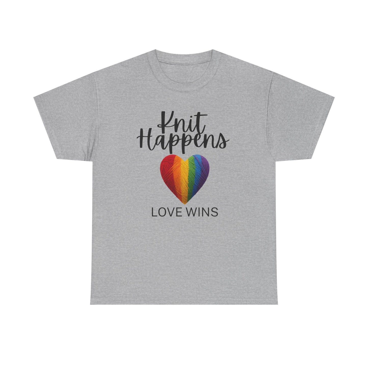 Knit Happens "Love Wins" Rainbow Heart T-Shirt