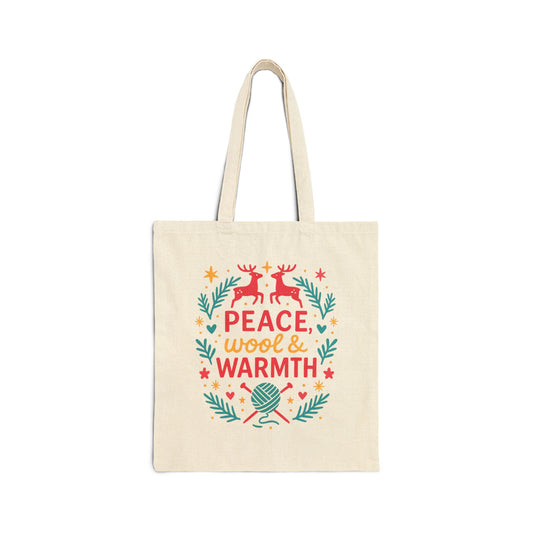 Peace Wool & Warmth Project Bag, 100% Cotton, Gift for Her, Gift for Him, Winter Essentials
