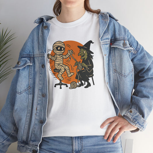 Halloween Fun Unisex Tee, Spooky Vibe T-Shirt, Perfect for Costume Parties, Fall Celebrations, and Casual Wear, Gift for Yarn Lover, Gift for Knitter, Knitting Tee