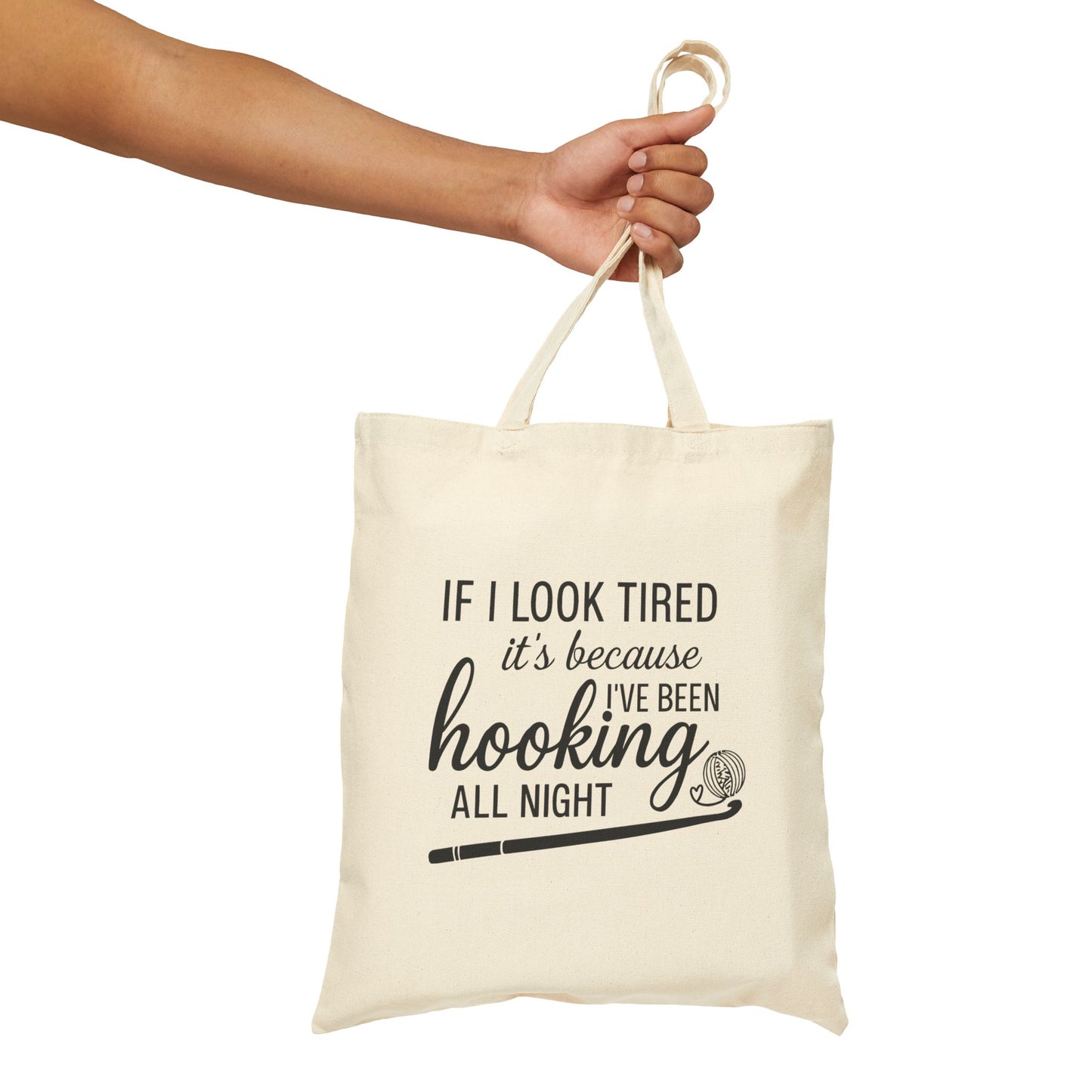 Funny Quote Cotton Canvas Tote Bag for Crocheter - Project Bag, Reusable Shopping Bag, Eco-Friendly Market Tote, Gift for Crafter, Gift