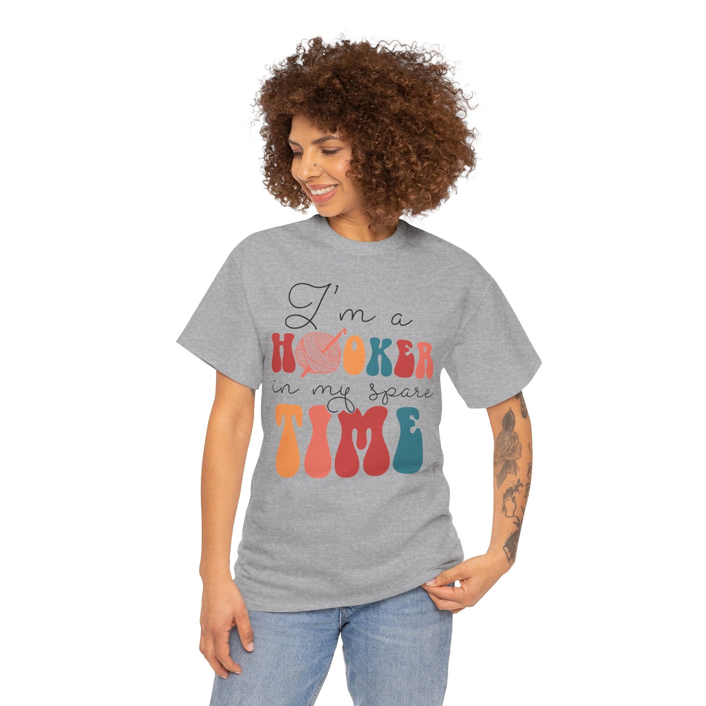 Crochet Lover Tee — "I'm a Hooker in My Spare Time" Graphic T-Shirt