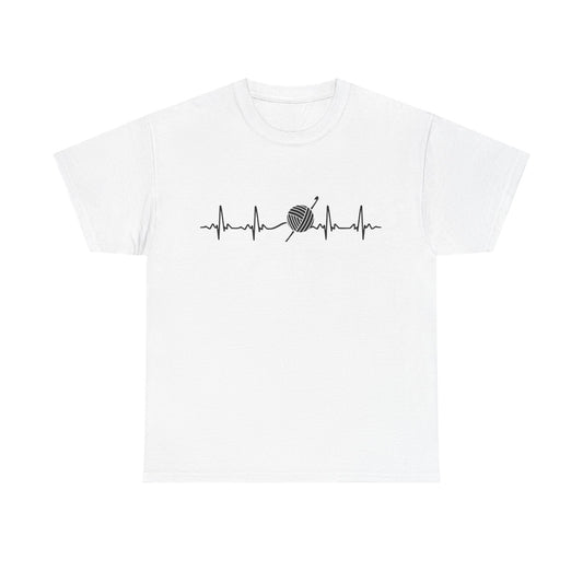 Crochet EKG Unisex Heavy Cotton Tee