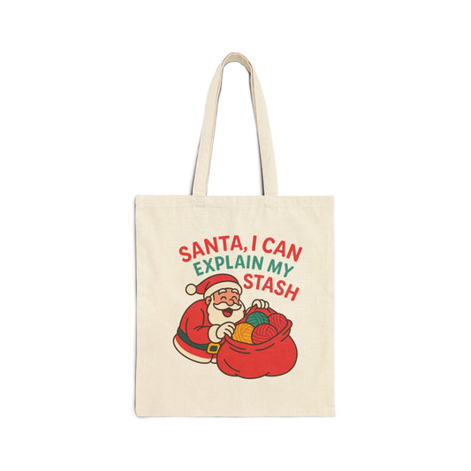 Canvas Tote Bag - Santa I Can Explain My Stash Project, 100% Cotton