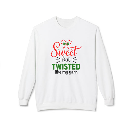 Sweet but Twisted Sweatshirt, Cozy Gift for Crafters, Yarn Lovers, Funny Crewneck for Holidays, Knitting Humor Apparel, Crafting Presents
